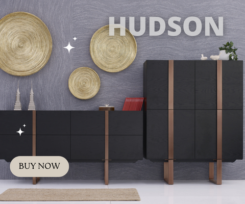 Promocyjne ceny na kolekcję Hudson! Komody i szafki RTV z parametrycznymi frontami 3D w stylu modern classic. Wysoki połysk, minimalistyczne nogi ze s